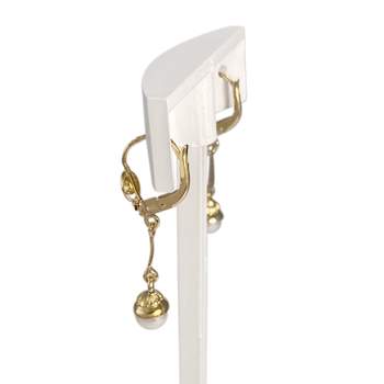Boucles d'oreilles dormeuses d'occasion or 750 jaune perles de culture