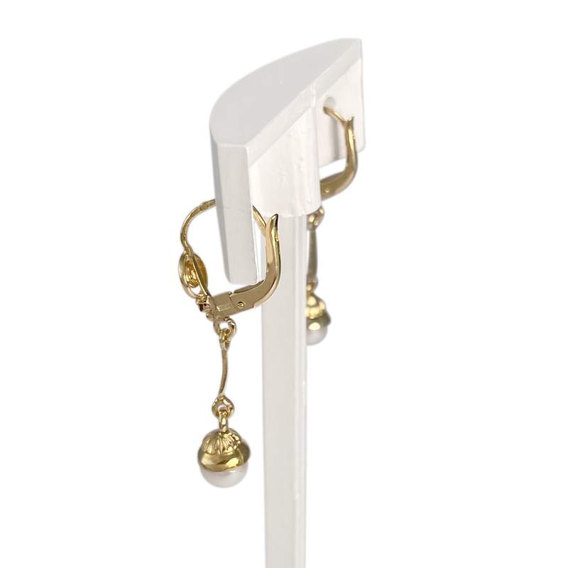 Boucles d'oreilles dormeuses d'occasion or 750 jaune perles de culture - vue 2