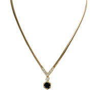 Collier d'occasion or 750 jaune maille anglaise saphir diamants