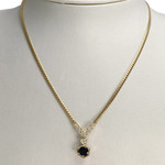 Collier d'occasion or 750 jaune maille anglaise saphir diamants - vue 2