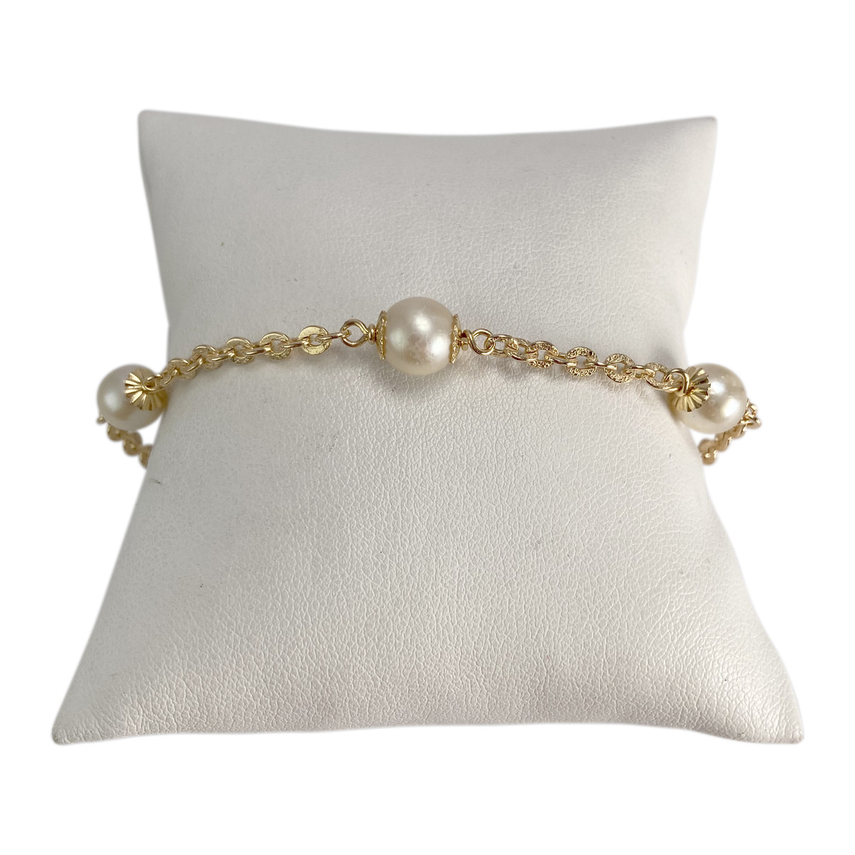 Bracelet d'occasion or 750 jaune maille forçat perles de culture