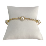 Bracelet d'occasion or 750 jaune maille forçat perles de culture - vue 1