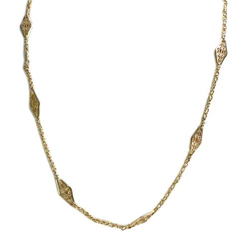 Pre-owned 750 yellow gold statement necklace with decorative chain, 85 cm