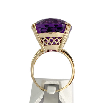 Tweedehands gouden ring 750 gele amethist