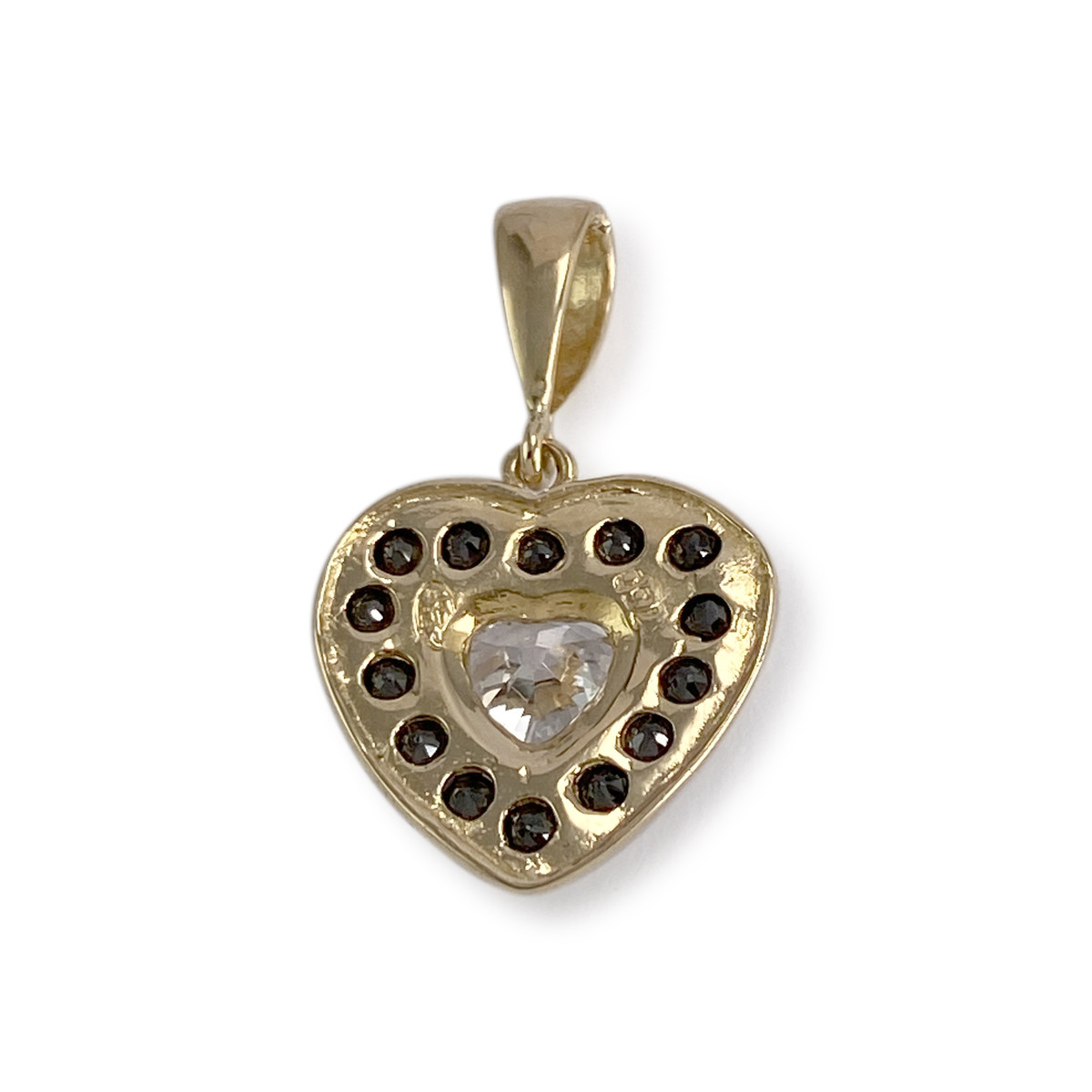 Pendentif coeur d'occasion or 750 jaunezirconia - vue 2