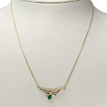 Collier d'occasion or 750 jaune maille forcat emeraude