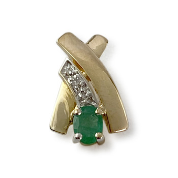 Pendentif d'occasion or 750 jaune emeraude diamant