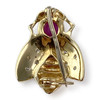 Broche d'occasion or 750 jaune mouche rubis diamant - vue V2