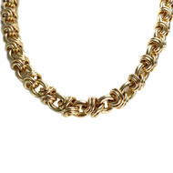 Second-hand necklace 750 yellow gold fancy mesh