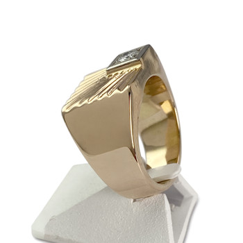 Chevalière d'occasion or 750 jaune diamant