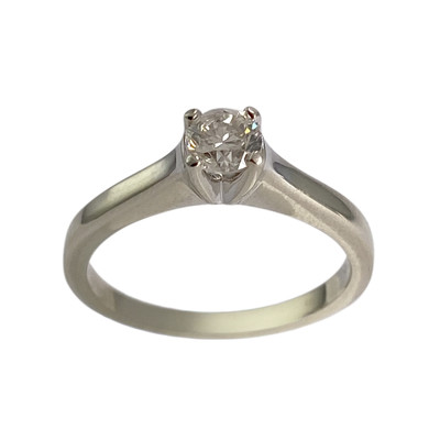Solitaire d'occasion or 585 blanc diamant - vue 1