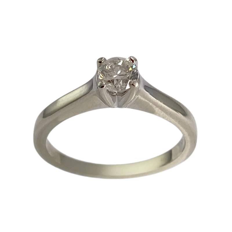 Solitaire d'occasion or 585 blanc diamant - vue 1