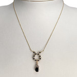 Collier d'occasion  or 750 2 tons maille forçat saphirs diamants - vue 2