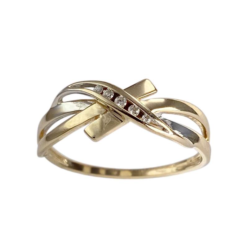 Pre-owned 750 two-tone gold ring with diamonds - view 1