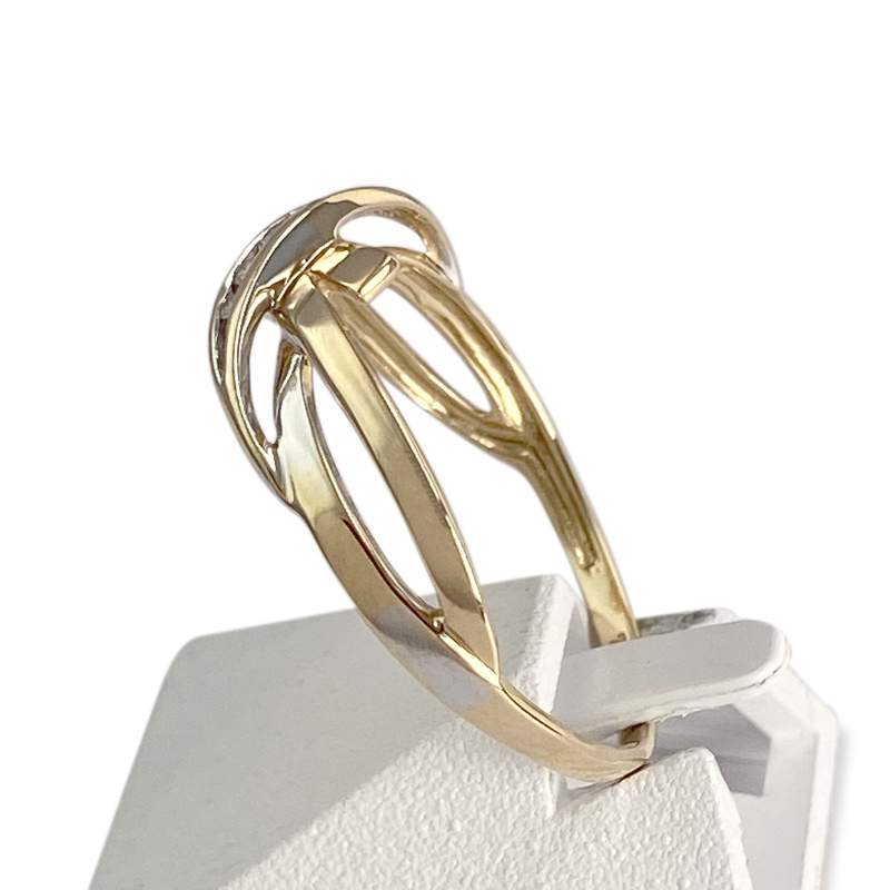 Pre-owned 750 two-tone gold ring with diamonds - view 2