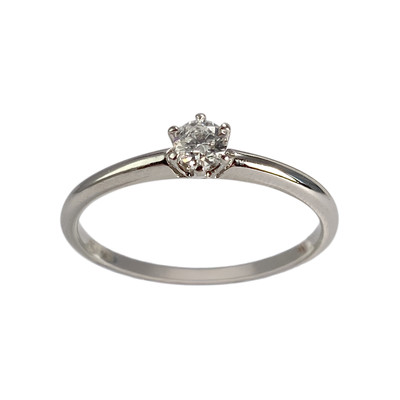 Solitaire d'occasion or 750 blanc diamant - vue 1
