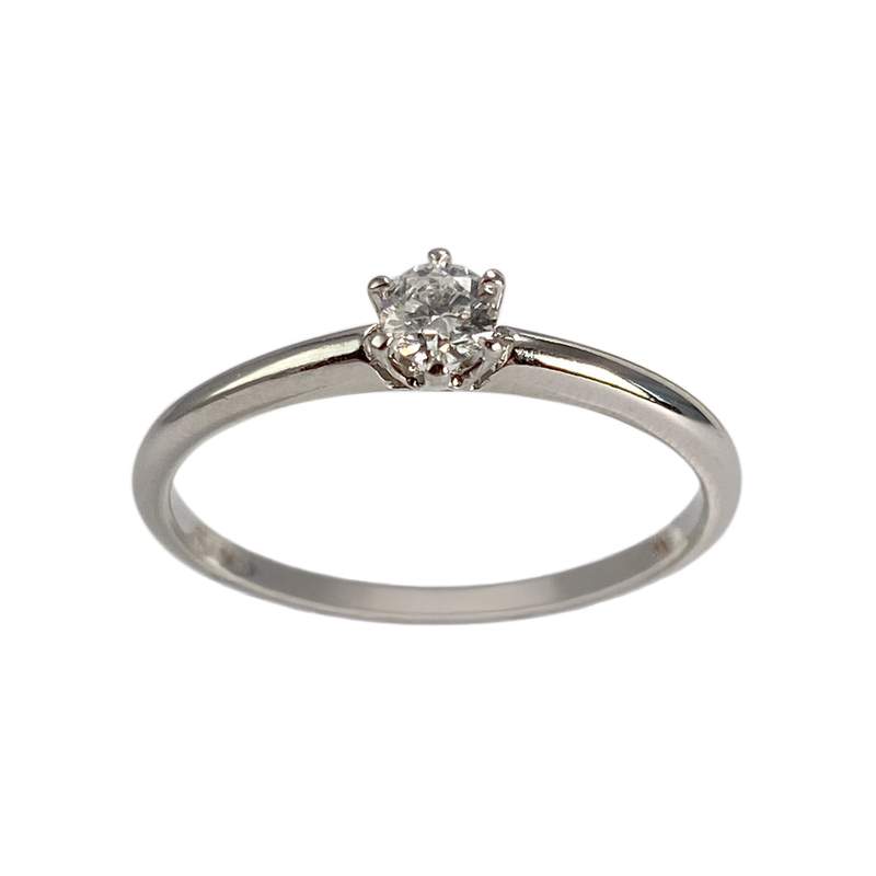 Solitaire d'occasion or 750 blanc diamant - vue 1