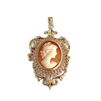 Second-hand gold 750 yellow cameo pendant