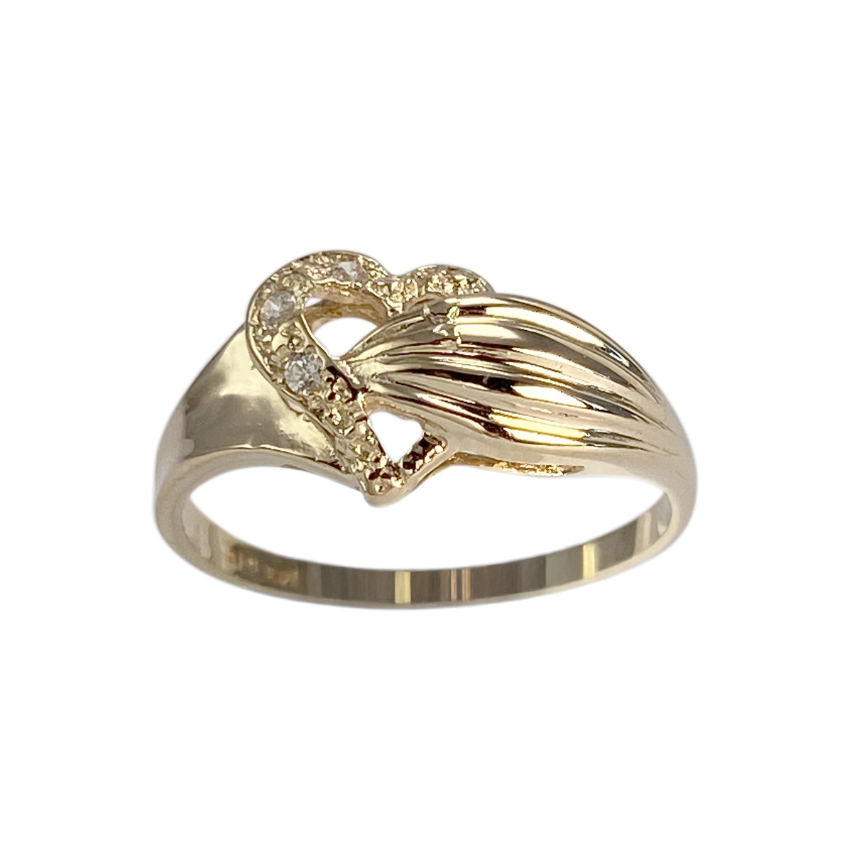 Bague d'occasion or 585 jaune coeur zirconias