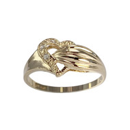 Bague d'occasion or 585 jaune coeur zirconias