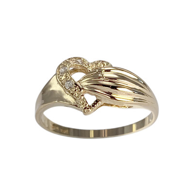 Bague d'occasion or 585 jaune coeur zirconias