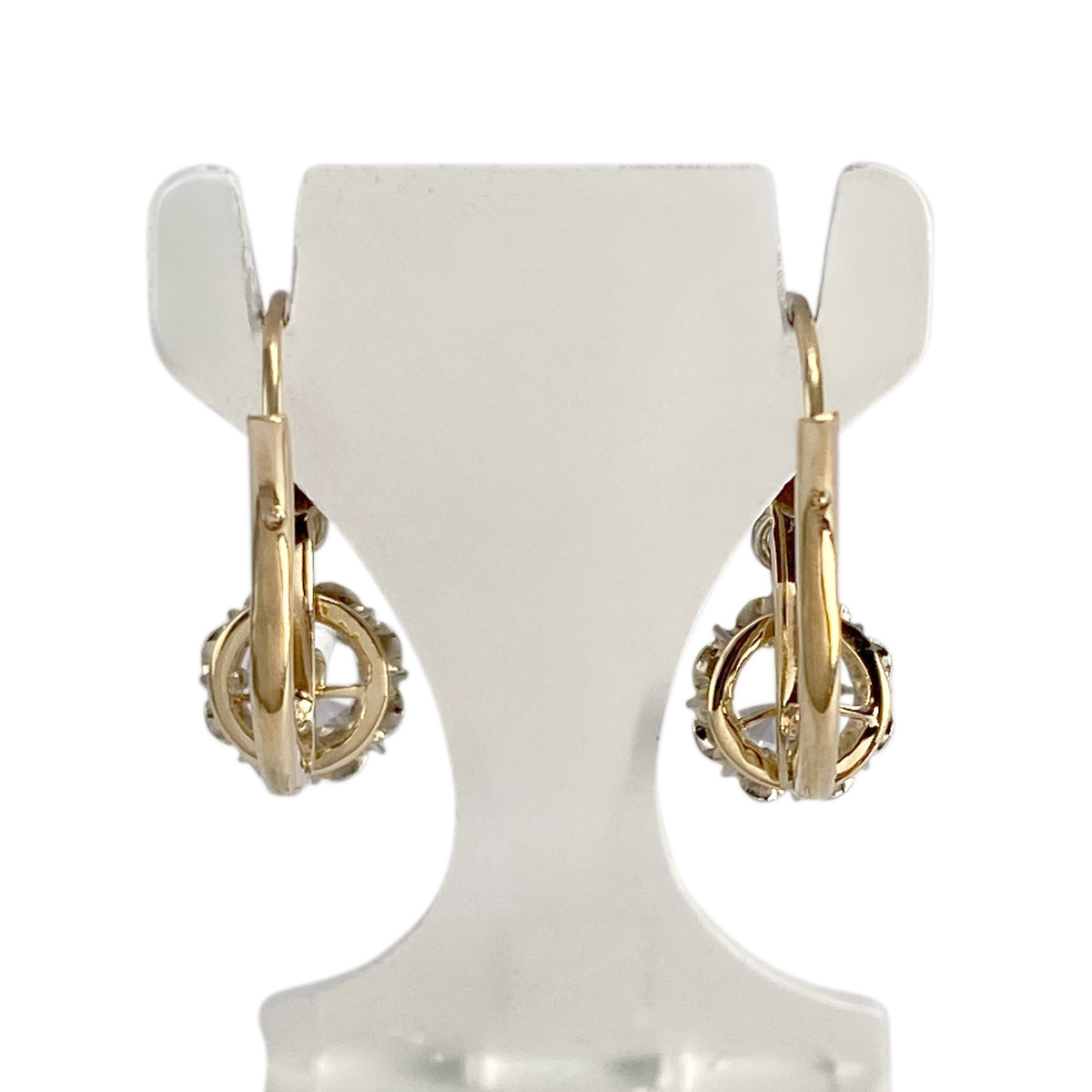 Boucles d'oreilles d'occasion 2 ors 750 spinelles synthétiques - vue 3