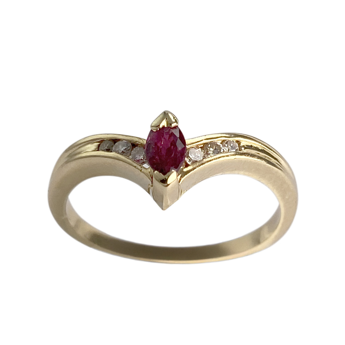 Bague d'occasion or 750 jaune rubis diamants