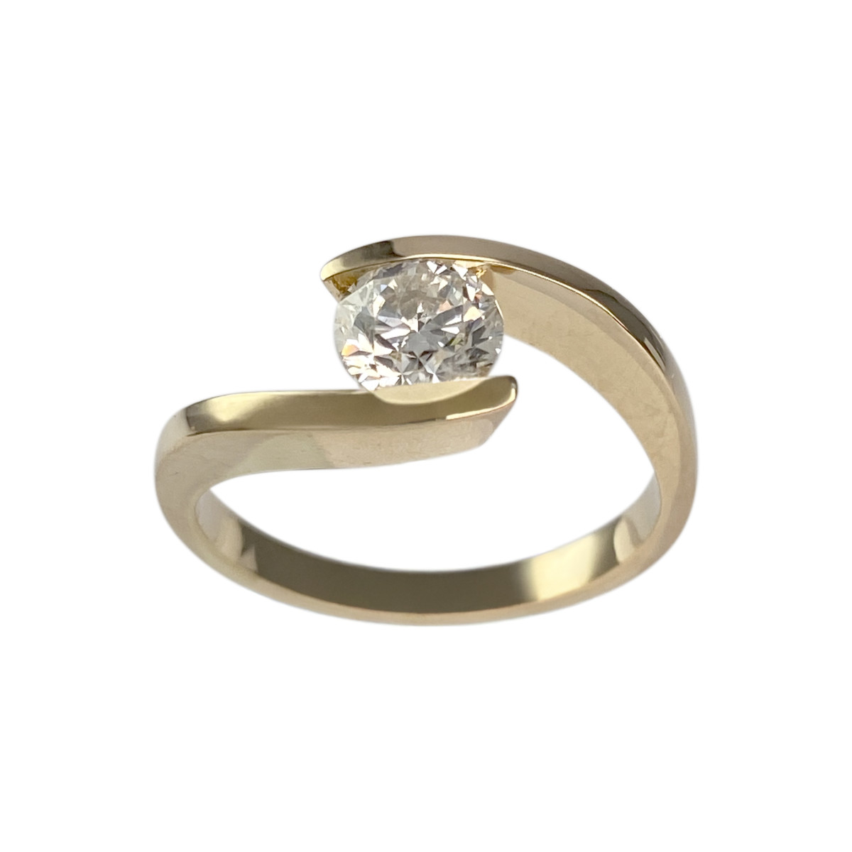 Solitaire second hand gold 750 yellow diamond