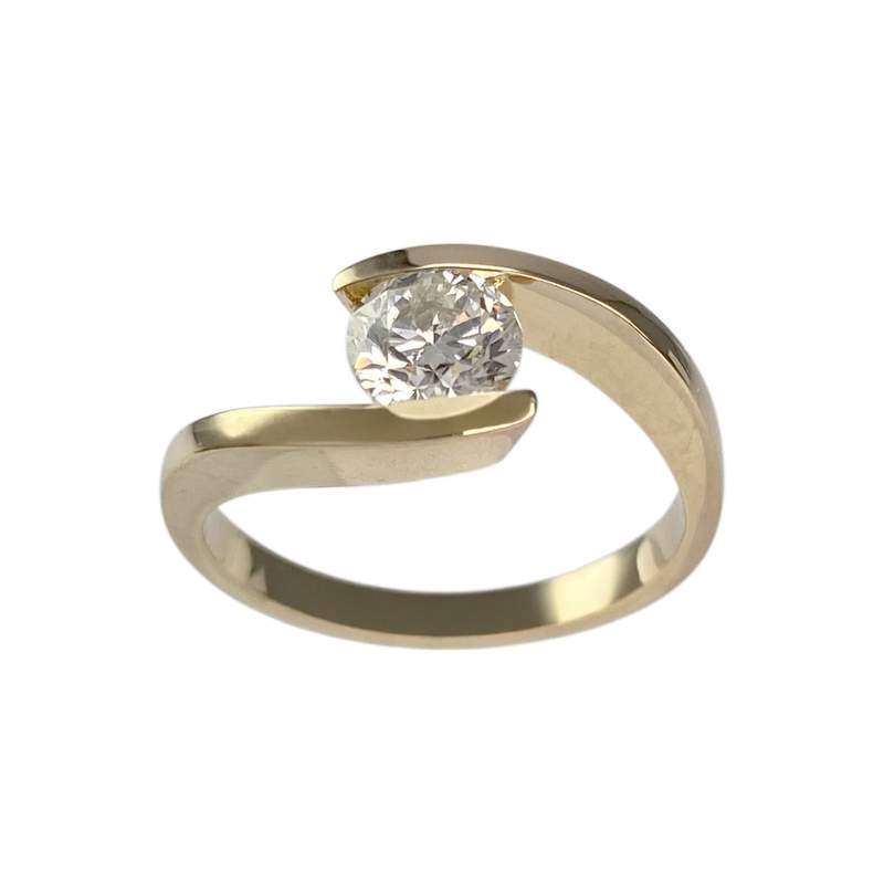 Solitaire d'occasion or 750 jaune diamant - vue 1