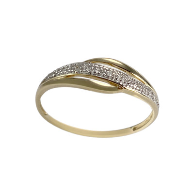 Tweekleurige ring van 750 goud met diamanten - afbeelding 1