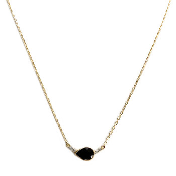 Collier d'occasion or 750 jaune maille forçat diamants grenat