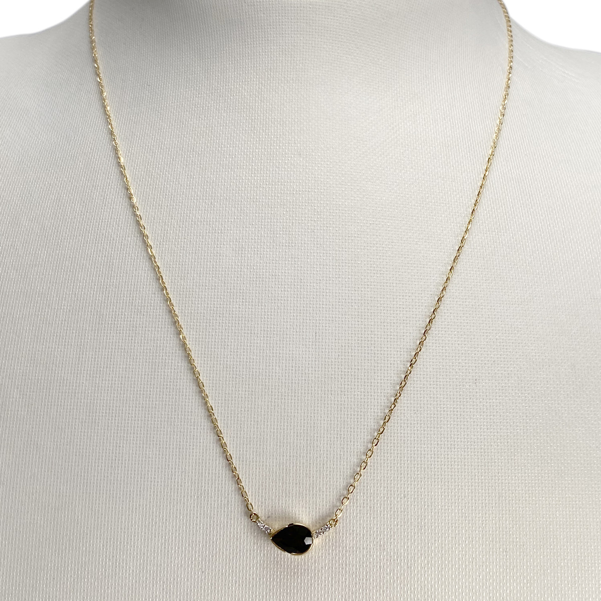 Collier d'occasion or 750 jaune maille forçat diamants grenat - vue 2