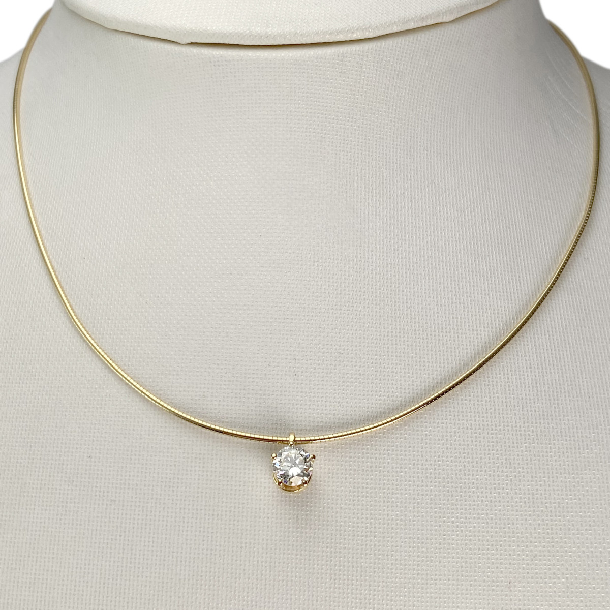 Collier d'occasion or 750 jaune maille omega diamant - vue 2