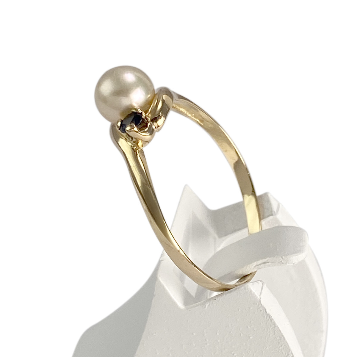 Bague d'occasion or 750 jaune saphirs perle de culture - vue 2