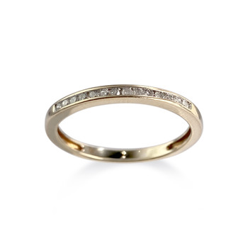 Tweedehands gouden ring 375 gele diamanten