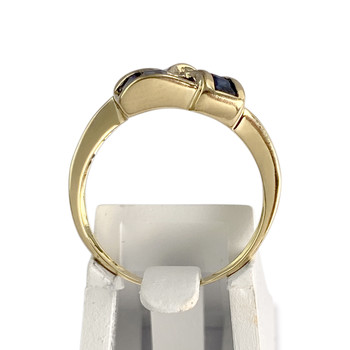 Bague d'occasion or 750 jaune diamants saphirs