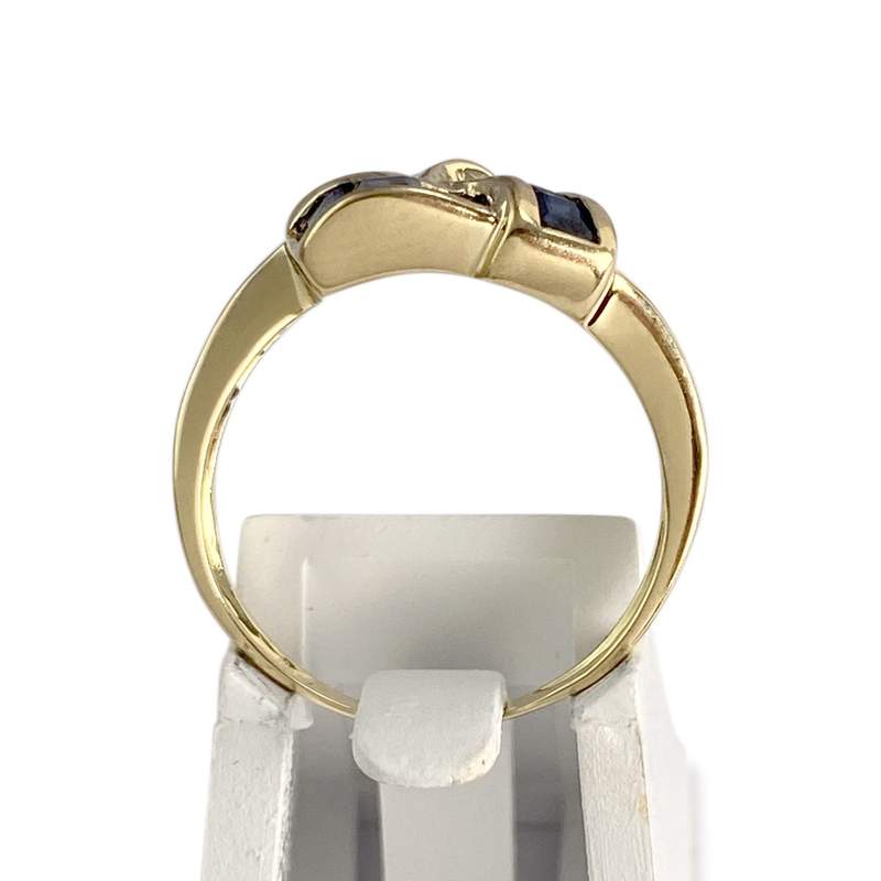 Bague d'occasion or 750 jaune diamants saphirs - vue 3