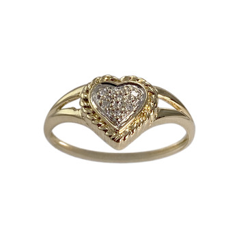 Bague d'occasion 2 ors 750 coeur diamants