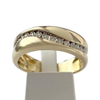 Tweedehands gouden ring 750 gele diamanten