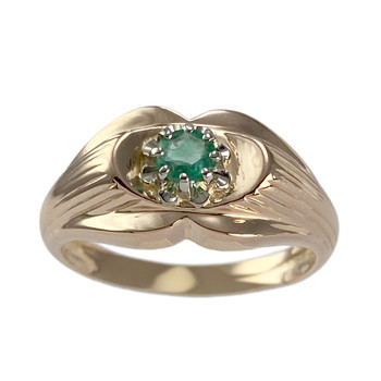 Tweedehands goud 750 2 toon smaragd ring