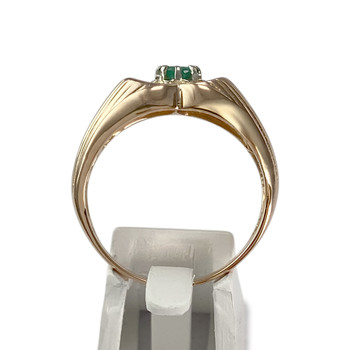 Tweedehands goud 750 2 toon smaragd ring