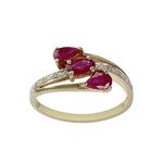 Bague d'occasion  or 375 2 tons rubis diamants - vue 1
