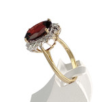 Bague d'occasion 2 ors 750 grenat diamants - vue 2