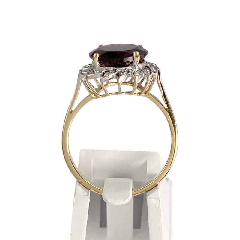 Bague d'occasion 2 ors 750 grenat diamants - vue 3