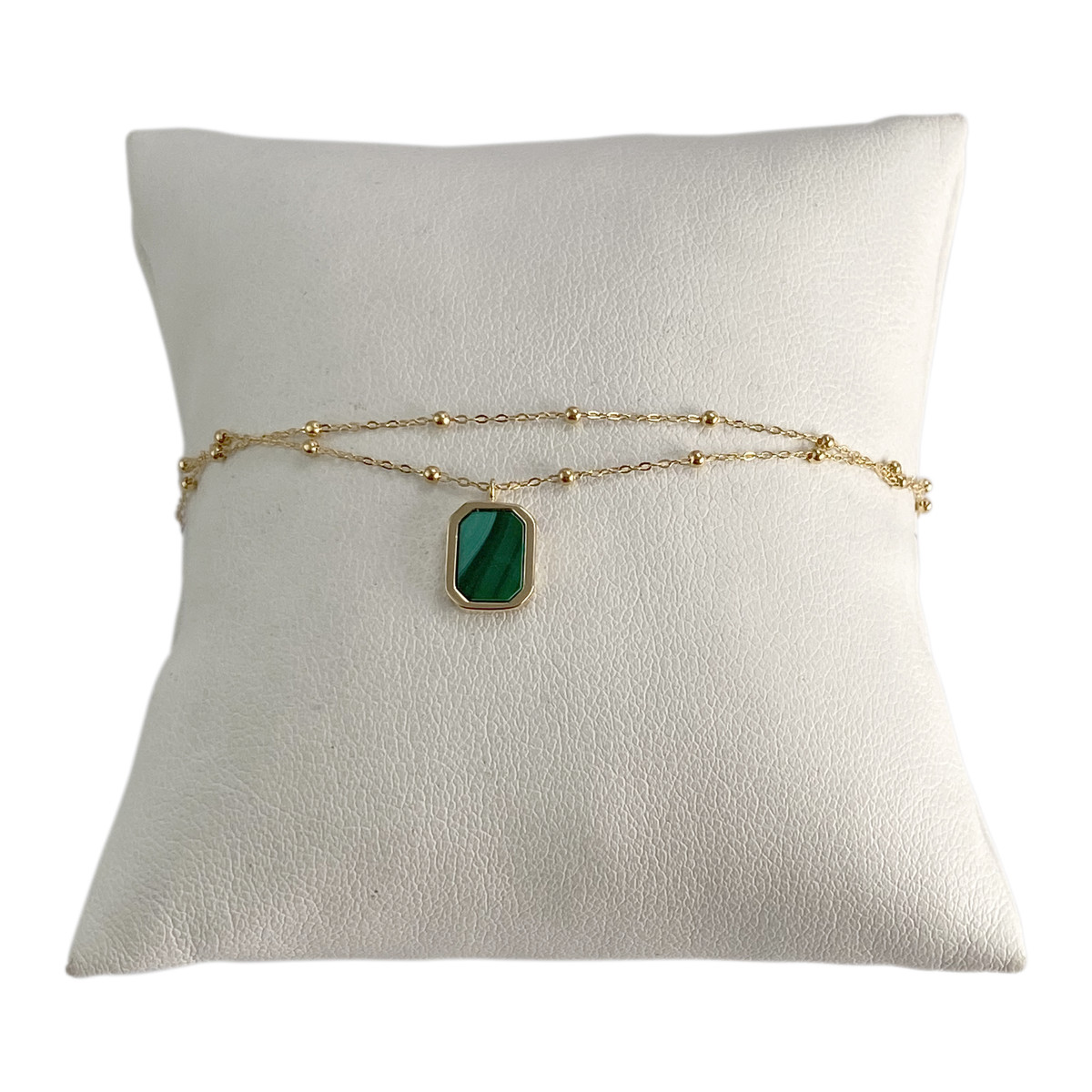Bracelet d'occasion or 750 jaune maille boule malachite