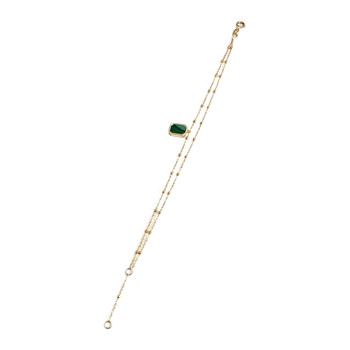 Bracelet d'occasion or 750 jaune maille boule malachite