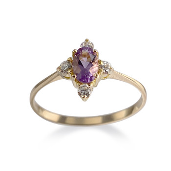 Bague d'occasion or 585 jaune amethyste zirconias