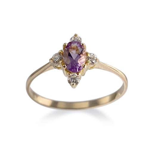 Bague d'occasion or 585 jaune amethyste zirconias