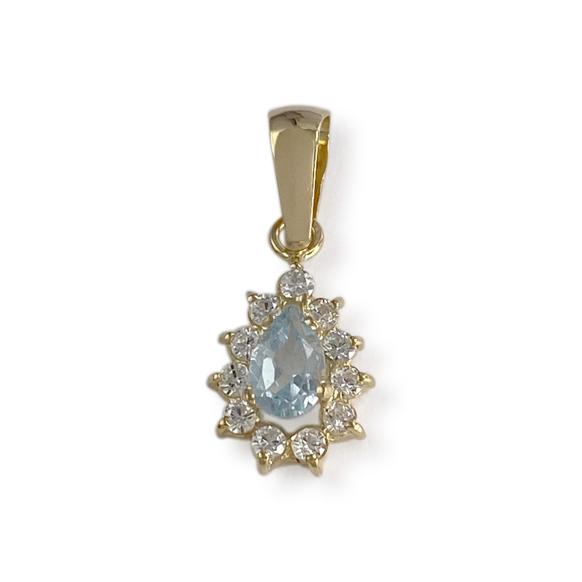 Pendentif d'occasion or 750 jaune topaze sky blue zirconias