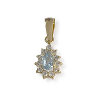 Pendentif d'occasion or 750 jaune topaze sky blue zirconias